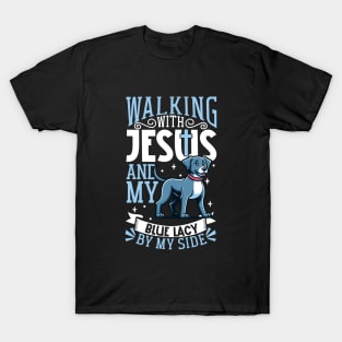 Jesus and dog - Blue Lacy T-Shirt